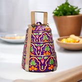 Hand Painted 3 Tier Steel Tiffin Box - Purple
